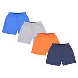 Luke and Lilly Unisex Cotton Shorts (LNLKDSHRT-177, Black, 0-8 Years)-Pack of 4