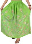 Skirts & Scarves Rayon Long Sequins Skirt for Women (Green)