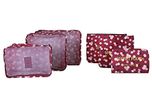 6Pcs/1Set Travel Luggage Storage Bag By House of Quirk (43.99 cm x 30 cm x 3.99 cm, Set of 6 - Maroon Flower)