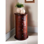 DriftingWood Rich Walnut Solid Wooden Dressers and Chests of Drawers for Bedroom Round Shape - 4 Drawers and Storage