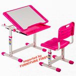 FF KIDS-ON-MATE Kids Height Adjustable Study Table & Chair - Maintains Posture and ComFort (3-14 Years)- Pink, Imported by FURNITURE FIRST