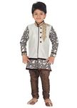 Ahhaaaa Kids Ethnic Indian Festive and Party Wear Designed Sherwani and Breeches Set for Boys