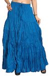 Carrel Cotton Fabric Women Broomstick Long Skirt(AGSPL-3003-SK-04-LIGHTBLUE-FREE)