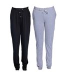 Vimal Black & Grey Melange Cotton Blend Trackpant For Women ( Pack Of 2)
