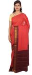 Connectshop Printed Sungudi Cotton Saree(Orange)