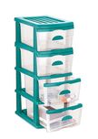 Cello Organiser 4 Drawer Storage Chest (Peacock and Transparent)