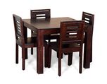 Madera Ashley Four Seater Dining Table Set (Mahogany Finish, Brown)