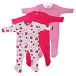 Minni Berry Long Sleeve Cotton Sleep Suit Romper Set of 3 For Girls (6-9M)