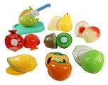 Toyshine Realistic Sliceable 15 Pcs Fruits Cutting Play Toy Set, Can Be Cut in 2 Parts