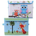 Uberlyfe KSB-996-1083 Foldable Storage And Toy Box - Fox & Owl Design- Blue