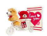 Tied Ribbons Birthday Gifts for Girlfriend, Wife Love you 2 Teddy with cycle, Keychain and Greeting Card
