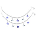 Taraash 925 Sterling Silver Adorable Star & Beads Charm Anklet For Kids AN0987S