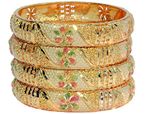 Mansiyaorange Meena Hand Work One Gram Golden Bangles For Women