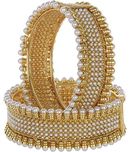 Youbella Gold Plated Pearl Bracelets Bangles For Women (2.6)
