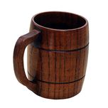 Phenovo Wooden Tankard Beer Stein Mug Milk Coffee Drink Cup Wedding Groomsmen Gift