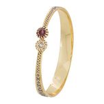 Luxor Silver, Pink And Golden Brass Bangle For Women