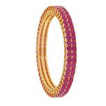 Ratnavali jewels Beautiful CZ/AD American Diamond Studded Gold Plated Traditional Red Ruby Bangles Set for Women RV475R (2.40)