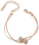 WearYourFashion Alloy Cubic Zirconia 18K Rose Gold Bracelet