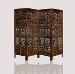 Aarsun Woods Floriferous 4 Panel Handcrafted Wooden Partition / Room Divider