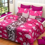 Home Elite 120 TC Cotton Double Bedsheet with 2 Pillow Covers - Floral, Pink
