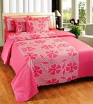 Super India 110 TC Cotton Double Bedsheet with 2 Pillow Covers - Floral, Pink