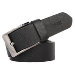 KAEZRI 100% Genuine Leather Black Matt Designer Look Casual and Formal Belt For Men and Boys (2 Year Money Guarantee) -belts for men leather original-belt for men formal leather-gifts for men-sale-discount-offer