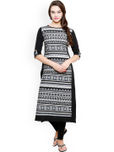 Alom Black and White Crepe Printed Kurta