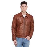 MAGOCCI Men Brown Leather Jacket