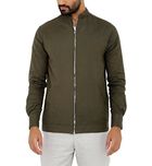 Nick & Jess Mens Green Linen Slim Fit Bomber Jacket