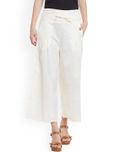 Bitterlime Women White Solid Relaxed Fit Palazzo Trousers