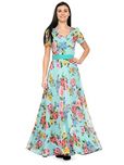 Just Wow Multicolor Poly Georgette Long Gown/Dress
