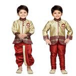 AJ Dezines Boys Indo Western Kurta Dhoti Pant Set for Kids (9001_MAROON_5)