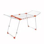 Bathla Steel Mobidry Compact Foldable Clothes Drying Stand with Frame and Built-in Hooks, Medium (White and Orange)