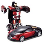 The Flyers Bay One Button Transforming Car into Robot with Cool Dance Features, Red Bugatti
