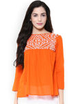 The Vanca Women Orange Solid Top