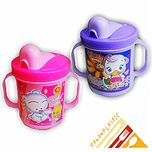 Pawan Plastic combo set of 2 Cute stylish touch me baby Bpa free Unbreakable pink baby /infant pp water/juice training gravity sipper cup with handles & dust free cover lid