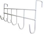 HOME CUBE 1Pc Multifunctional 6 Steel Door Hook Organiser/Wall Hook Hanger for hanging Clothes, Jeans, Umbrellas, Jackets, Scarfs, Bags, Keys, Towel in Room, Kitchen, Bathroom etc (White)