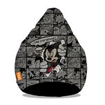 ORKA Mickey Comic Strip Digital Printed XXXL Bean Bag Filled with Beans - Multicolor