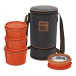 Milton Flexi Insulated Inner Stainless Steel Lunch Box Set, 4-Pieces, Brown