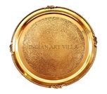 IndianArtVilla Embossed Floral Design Brass Plate Thali, Dinnerware & Tableware, 11.5