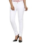 Adbucks White Stretchable Cotton Lycra Womens Jeans