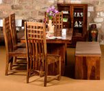 Induscraft Solid Wood 6 Seater Dining Set(Finish Color - Brown)