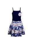 naughty ninos Girls Navy Floral Print Fit and Flare Dress