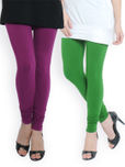 Bitterlime Pack of 2 Cotton Stretch Churidar Leggings