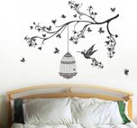 Happy walls Valentine Tree Branch With Hearts & Butterflies(90 cm X cm 110, Black)