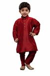 JBN Creation Boys Cotton Silk Kurta and Pyjama Set (Maroon_VASBKP024new_11-12 Years)