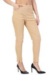 Facio Beige Colour Fashionable Cotton and Lycra Strechable Slim Fit Straight Casual/formal Cigarette Pant, Jegging, Trouser-M