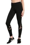 Blinkin Sexy Mesh Patchwork yoga gym and active sports fitness Black Leggings tights For Women / Girls (Large)