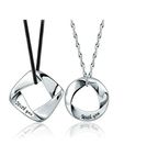 GirlZ! Silver Platinum Plated Heart and Square Lovers Lucky Titanium Couple Pendant Necklace with chains For Men & Women