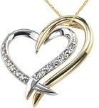 Angel Sterling-Silver & Golden Heart Pendant American Diamonds With Silver Chain Necklace Set For Women